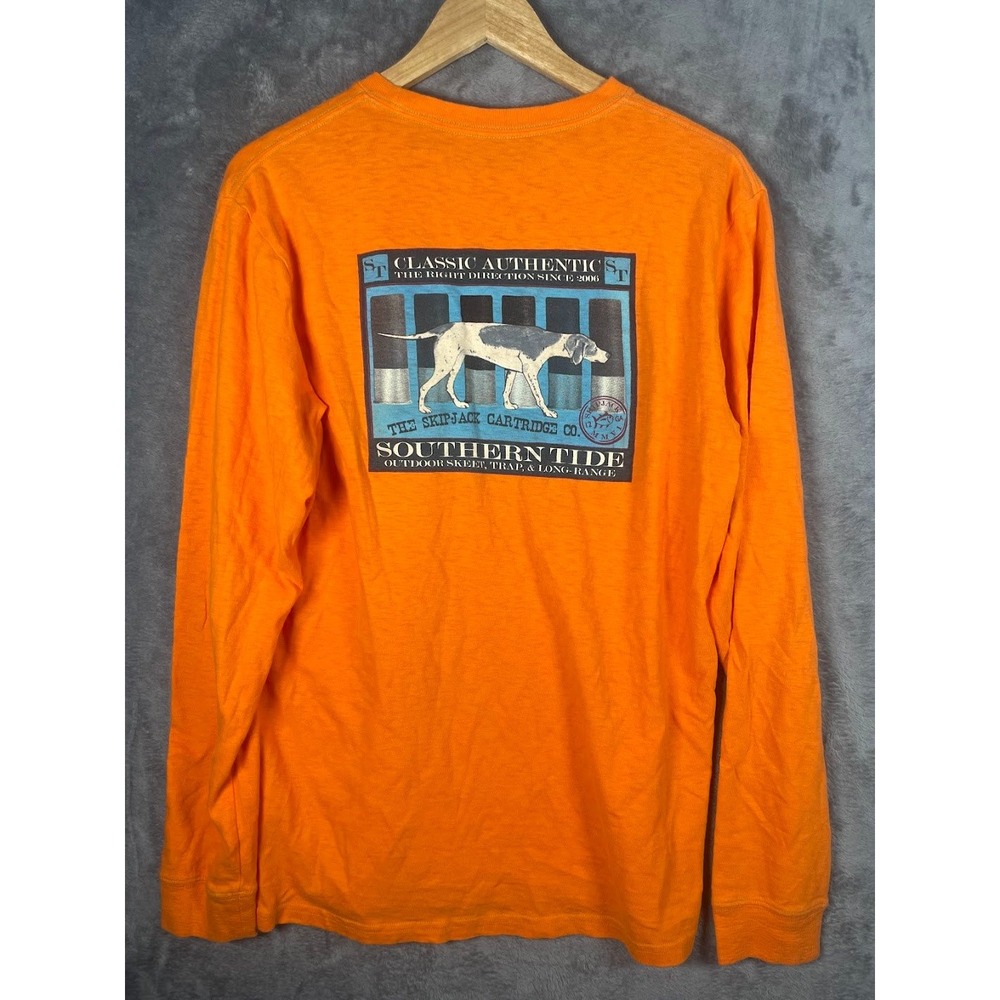 Southern Tide Mens Medium Orange Skipjack Tennessee Hunting Dog Pocket T-Shirt